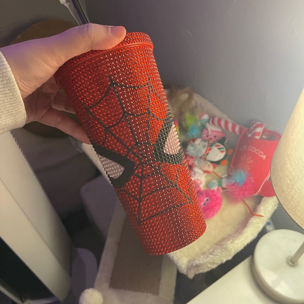 Spiderman Red and Black Rhinestone Tumbler
